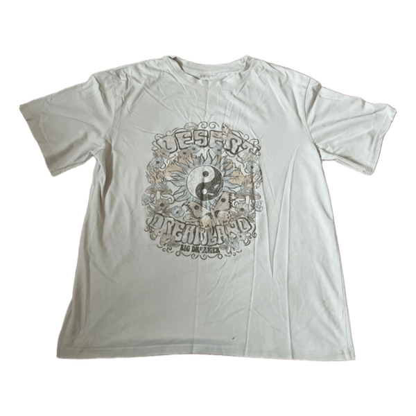 white graphic t-shirt