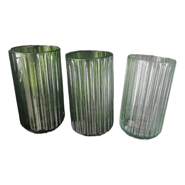 Grønne riflede glasvaser