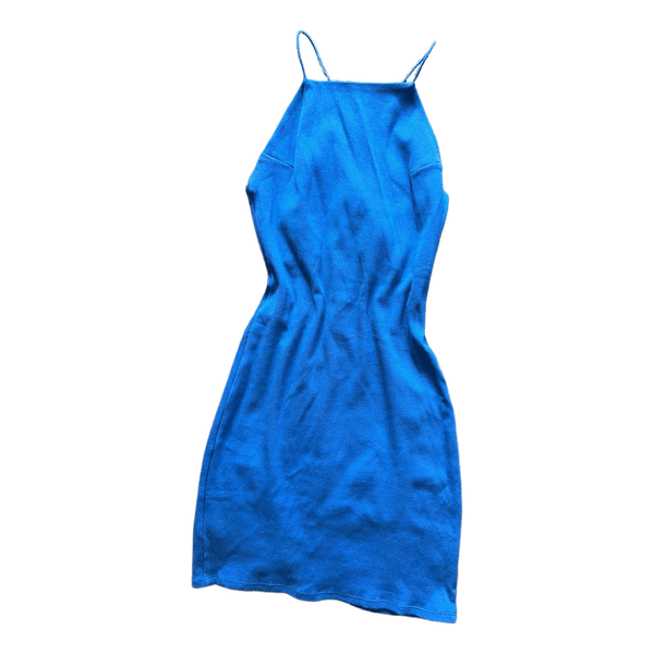 Blue ribbed mini dress
