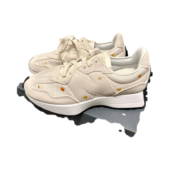 White sneakers with floral embroidery