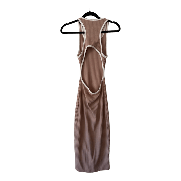 Beige ribbed midi dress