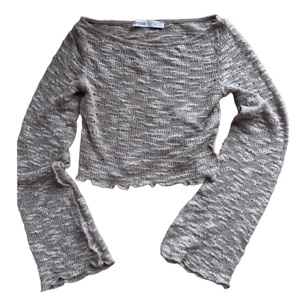 Beige textured knit top