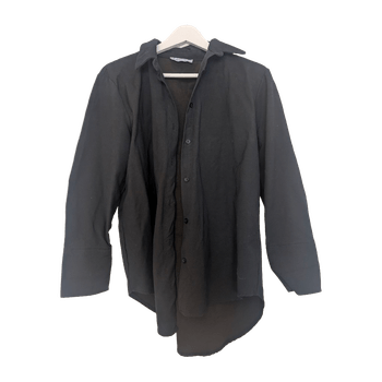 Black long-sleeve button-up shirt