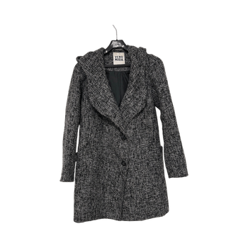 Grey hooded boucle coat