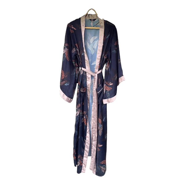 Navy floral print kimono