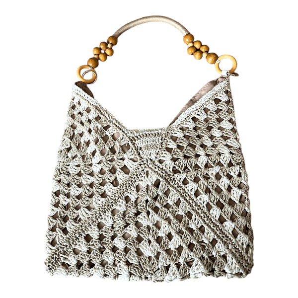 Beige crochet shoulder bag
