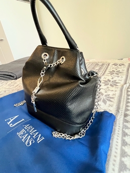Armani black backpack/ reppu