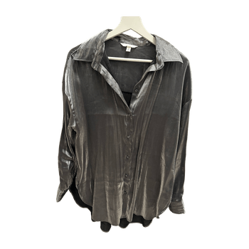 Silver button-up oversized shirt