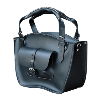 Black leather shoulder bag with clutch