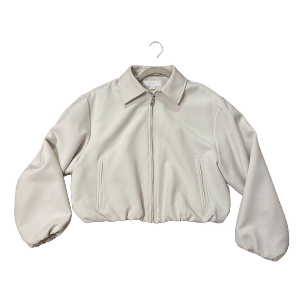 Cream cropped bomber jacket