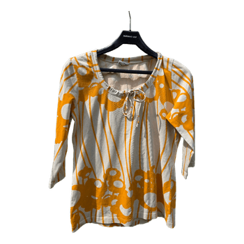 Marimekko keltainen kuviollinen trikoopaita