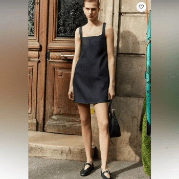 Square-Neck Denim Mini Dress