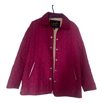 Coach Maroon Quilted Logo Barn Jacket