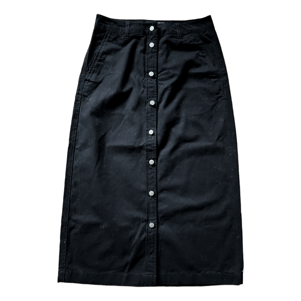 Black button front skirt