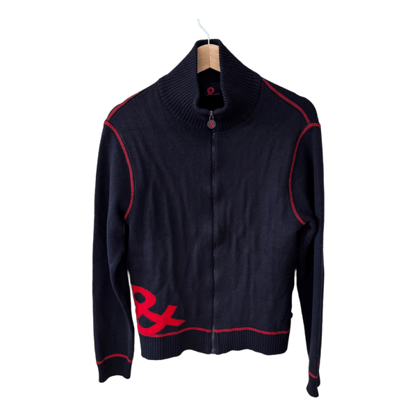 D&G Dolce & Gabbana Zip-Kofta / Herr IT 52 (L/XL) – Svart/Röd Stickad