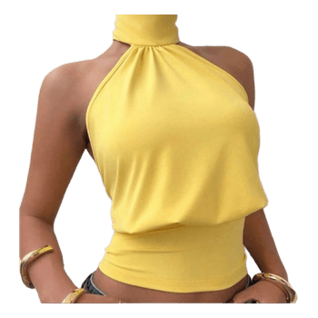 Keltainen halterneck-toppi