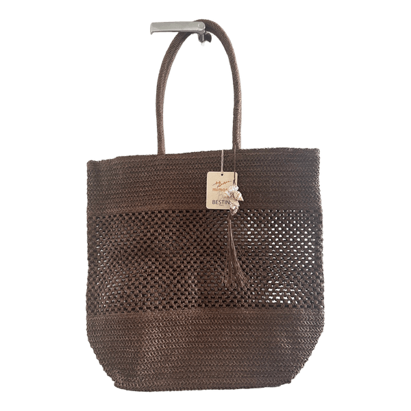 Brown straw tote bag