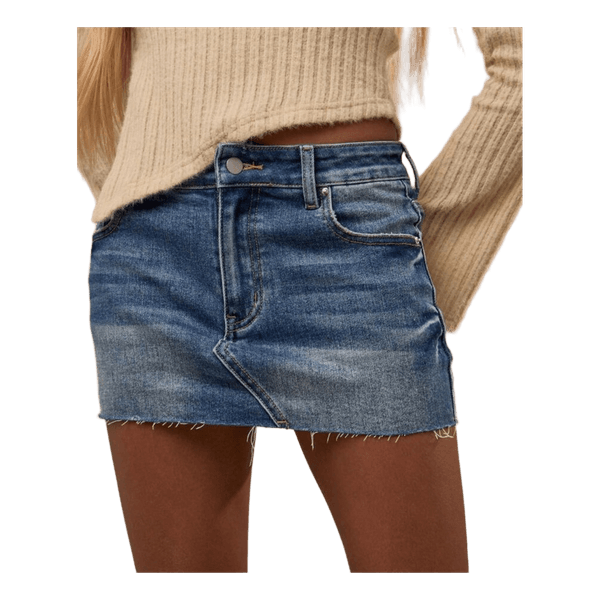Blå denim mininederdel