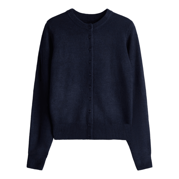 Blå strikket cardigan