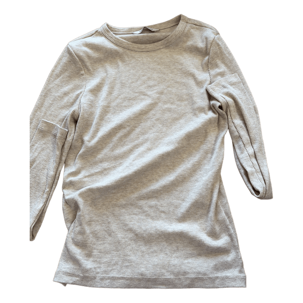 Beige langærmet ribstrikket top
