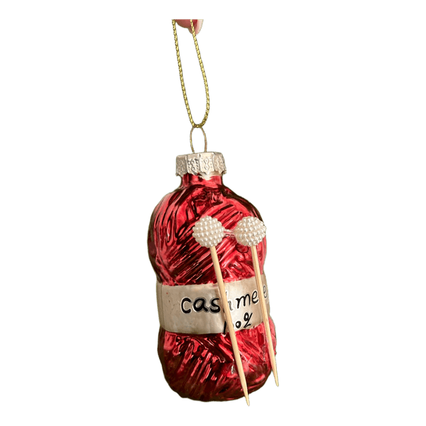 Red yarn Christmas ornament