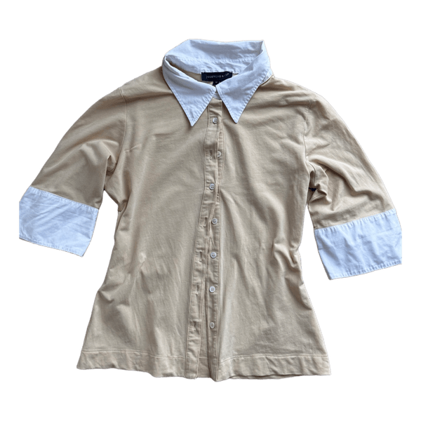 Light butter yellow cotton blend shirt
