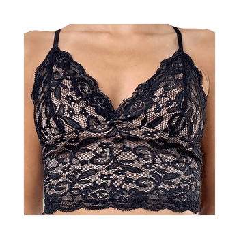 Musta pitsibralette / crop top XS/S – bile / juhla / trendy 