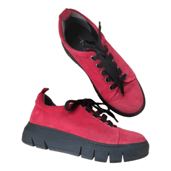 Red suede sneakers