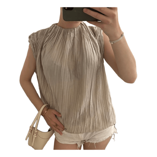 Beige plisserad topp