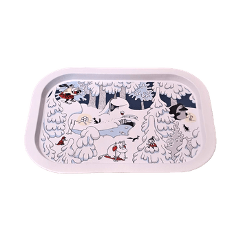 White moomin tray with illustration