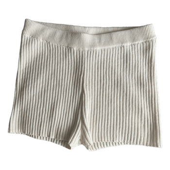 White ribbed knit shorts