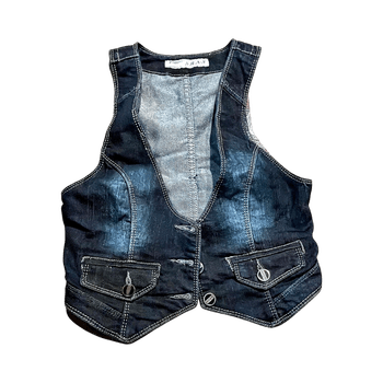 Denim sleeveless vest