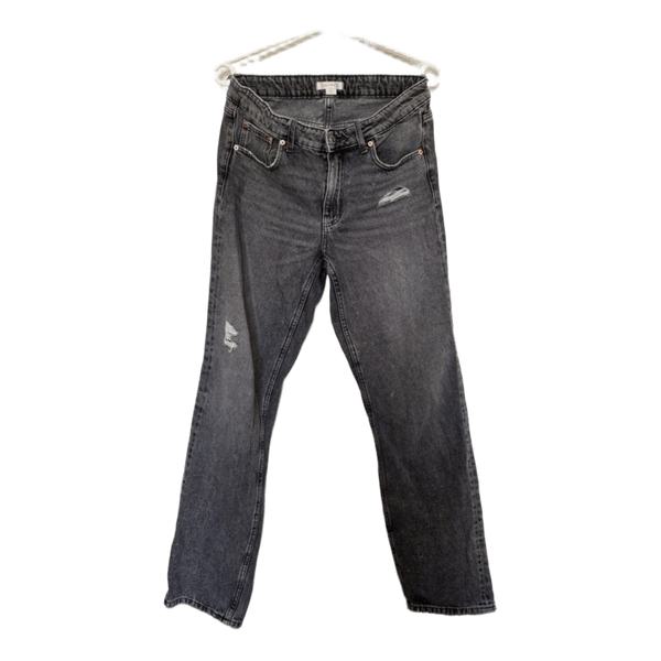 Grey distressed denim jeans