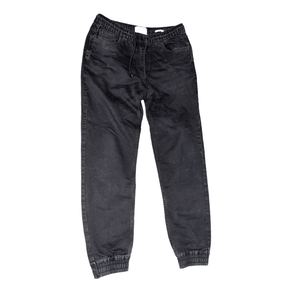 Black denim jogger trousers