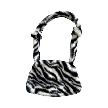 Zebra print fuzzy bag