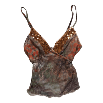 Tropical print sequin camisole