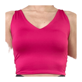 Pinkki V-kaula crop top XS/S – basic / sport / kesä 