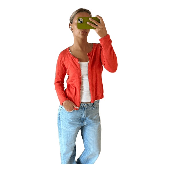 Orange strikket cardigan