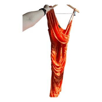 Orange floral ruched dress