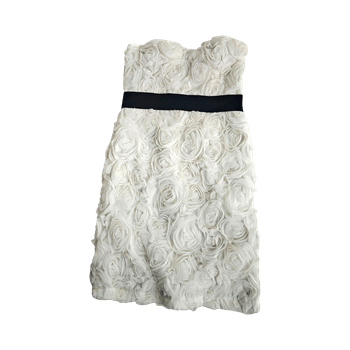 White floral strapless dress