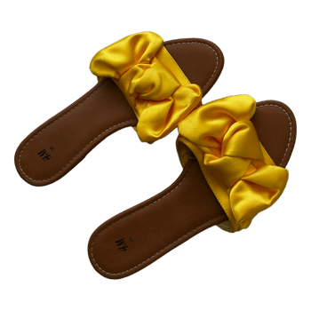 Yellow satin slides