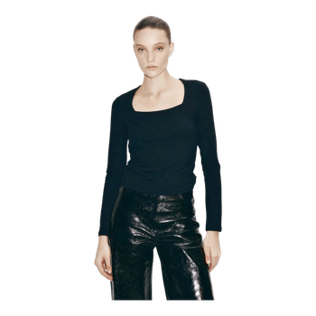 Black square neck top