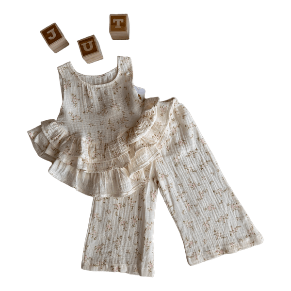 Floral cotton two-piece set muslin