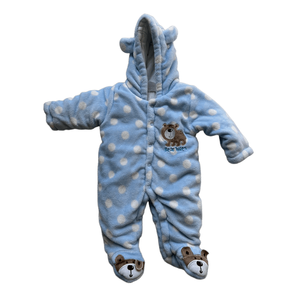 Baby blue polka dot pramsuit