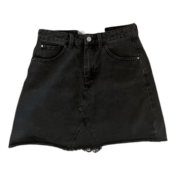 Black denim mini skirt