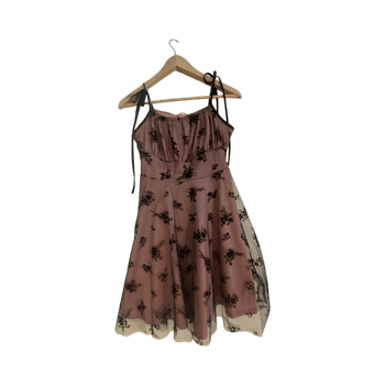 Pink floral tulle dress