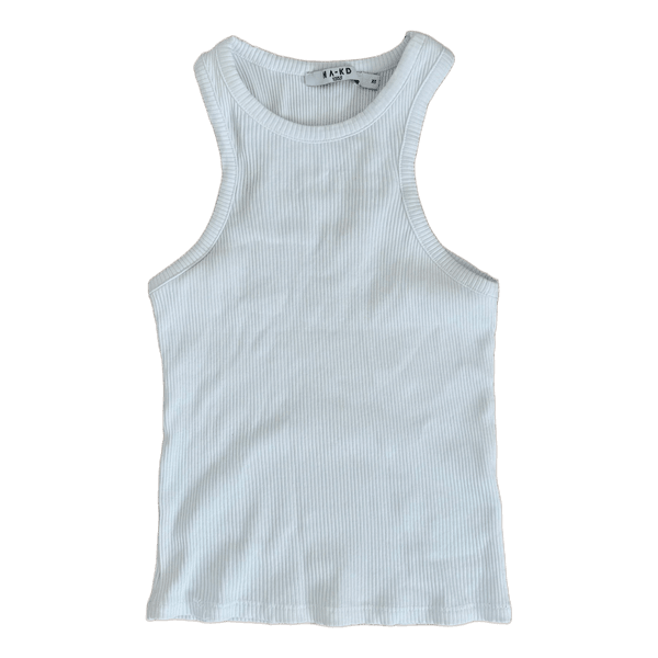 Hvid ribstrikket tanktop
