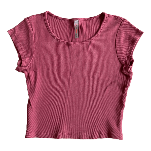 Pink ribbed crop top