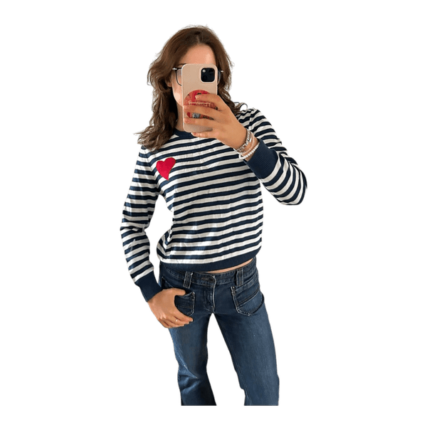 Striped sweater with heart