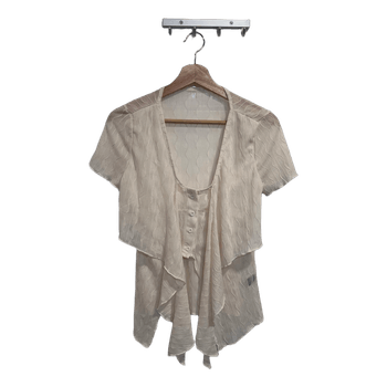 Cream textured tie-front blouse
